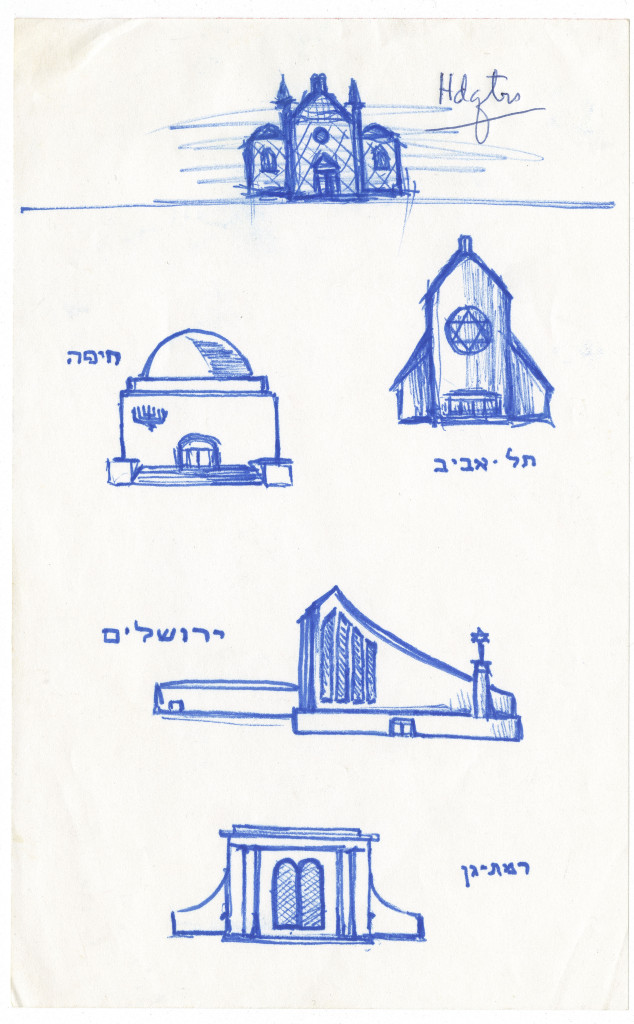Sketch of synagogues by Rosenthall.