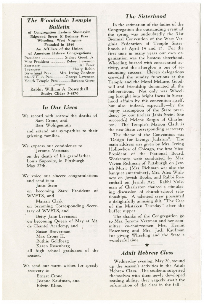 June 1959 Woodsdale Temple Bulletin